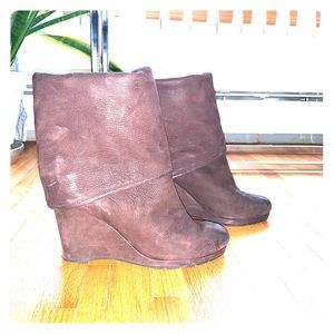 Prada Linea Ross foldover wedge booties